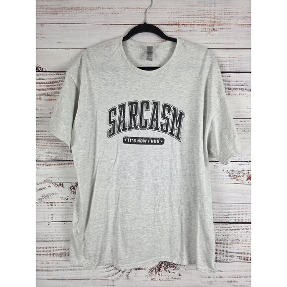 Gildan Tops - Gildan Heavy Cotton T Shirt XL Womens Grey Sarcasm‎ Funny Crew Neck